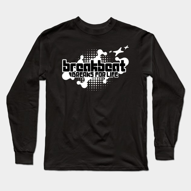 BREAKBEAT - Breaks For Life Y2K (white) Long Sleeve T-Shirt by DISCOTHREADZ 